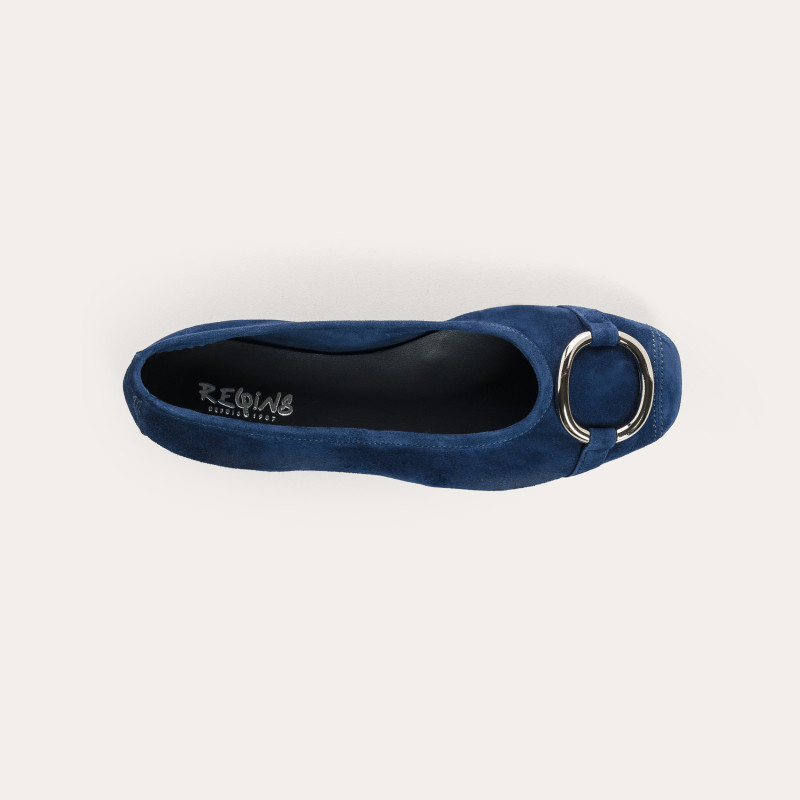 Ballerines Helna en cuir velours à boucle ronde | Reqins