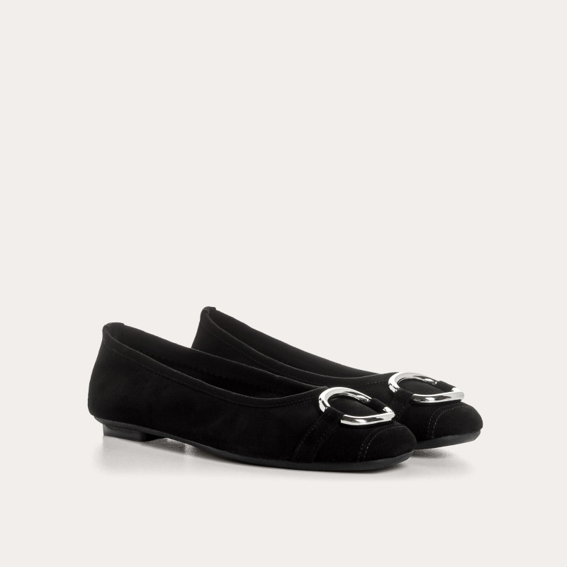 Ballerines Helna en cuir velours à boucle ronde | Reqins