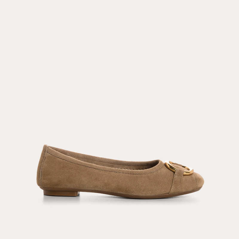 Helna suede ballerinas with round buckle