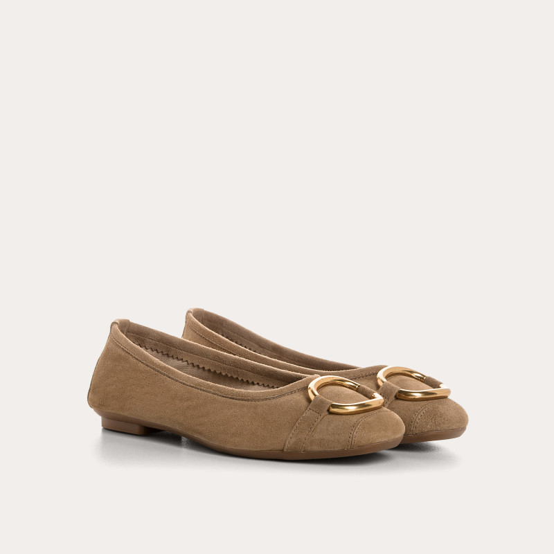 Helna suede ballerinas with round buckle