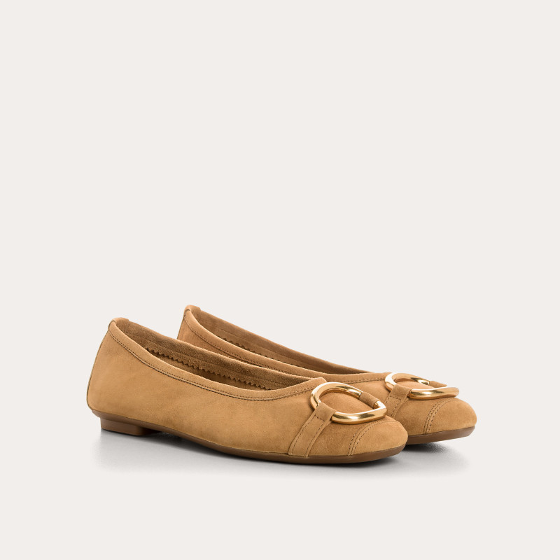 Ballerines Helna en cuir velours à boucle ronde | Reqins