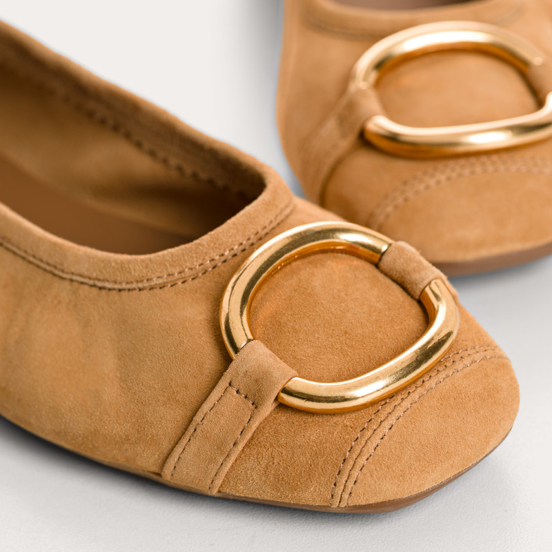 Helna suede ballerinas with round buckle