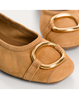 Ballerines Helna en cuir velours à boucle ronde | Reqins