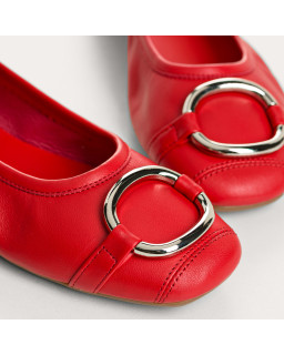 Helna smooth leather ballerinas with buckles
