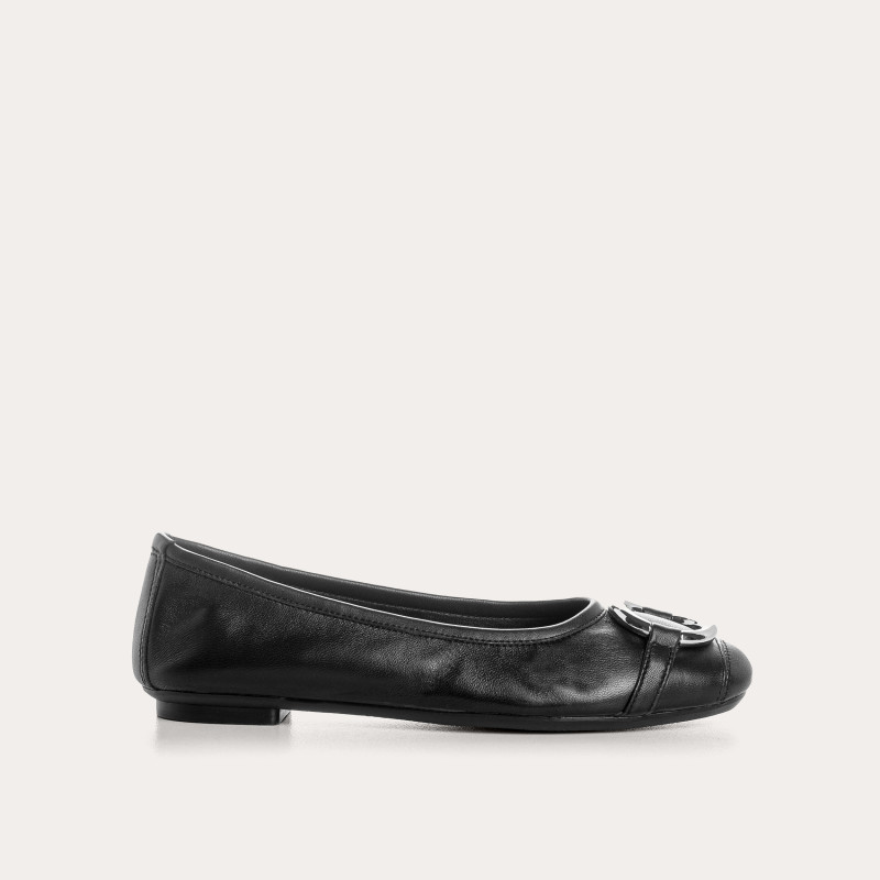 Helna smooth leather ballerinas with buckles