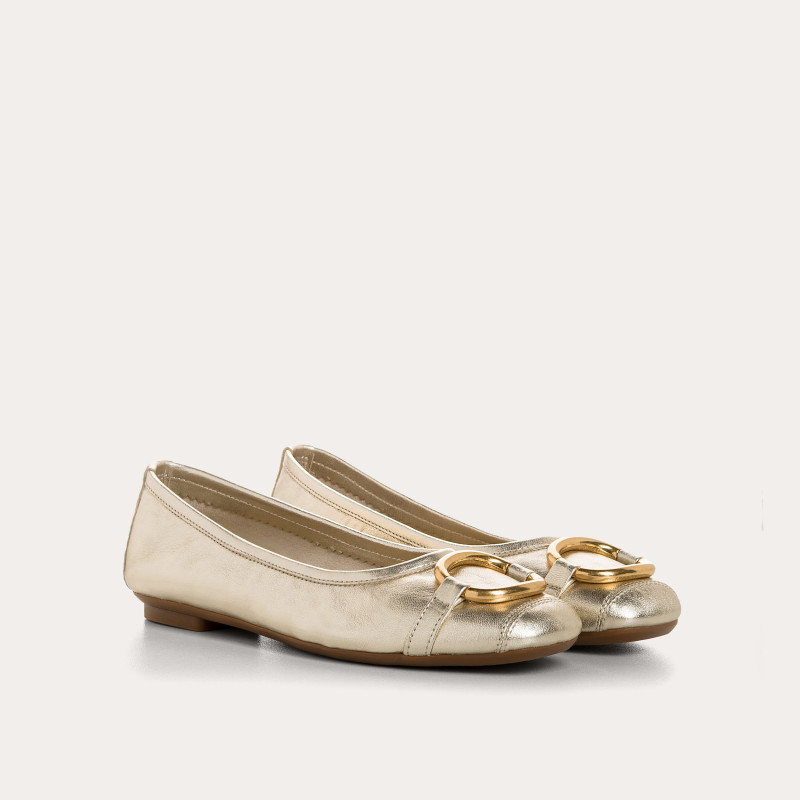Helna jewelry buckle metallized leather ballerinas