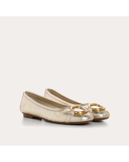 Helna jewelry buckle metallized leather ballerinas