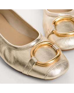 Helna jewelry buckle metallized leather ballerinas