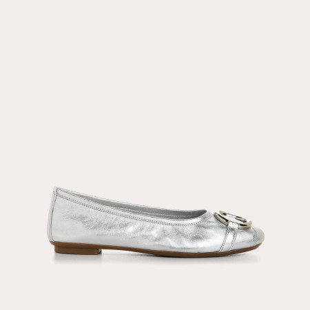 Ballerines Helna en cuir métallisé à boucle bijou | Reqins