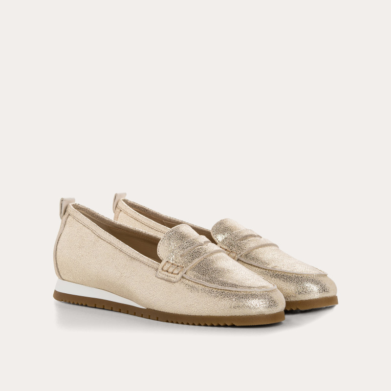 Mocassins Barbade en cuir métallisé craquelé | Reqins