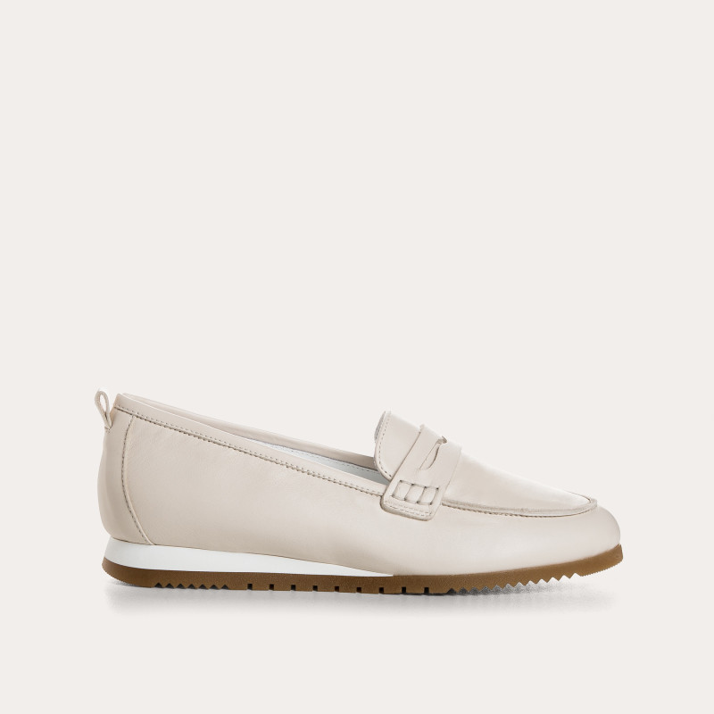 Mocassins Barbade blanc en cuir lisse | Reqins