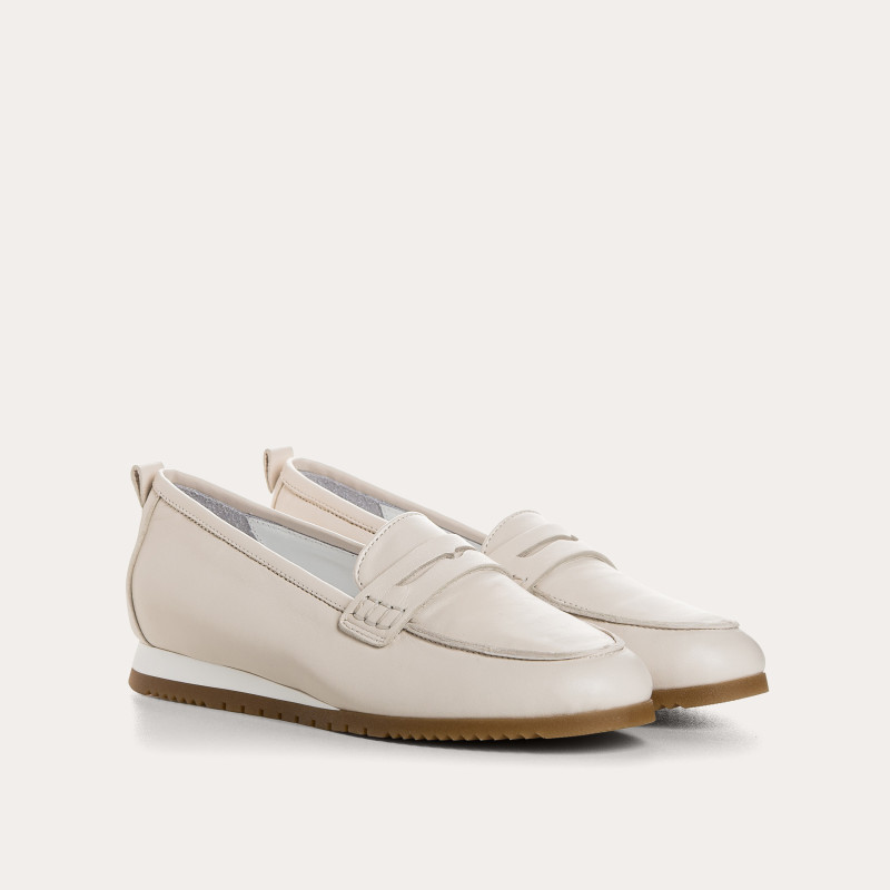 Mocassins Barbade blanc en cuir lisse | Reqins