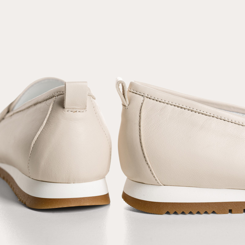 White Barbados Moccasins in smooth leather