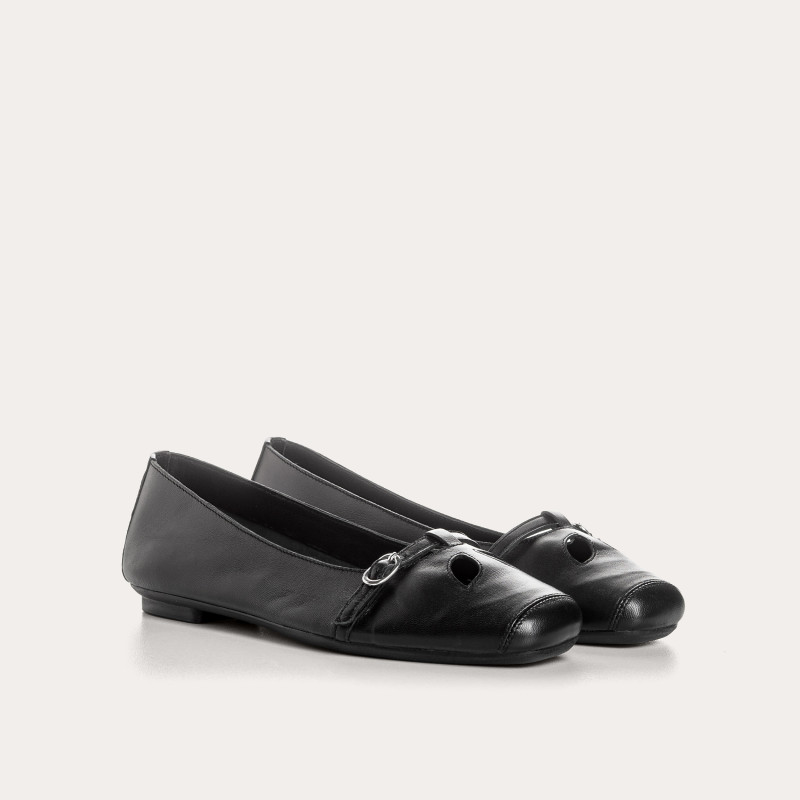 Ballerines Harmelle noir en cuir | Reqins