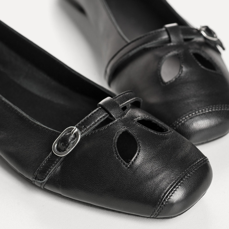 Ballerines Harmelle noir en cuir | Reqins