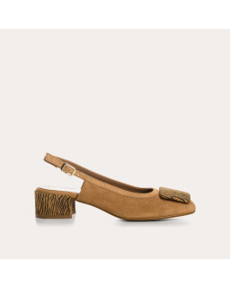 Slingbacks à talons Rime en cuir velours zébré | Reqins