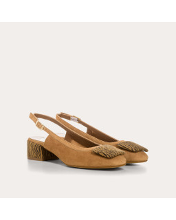 Ballerines slingbacks Rime en cuir velours imprimé zèbre | Reqins