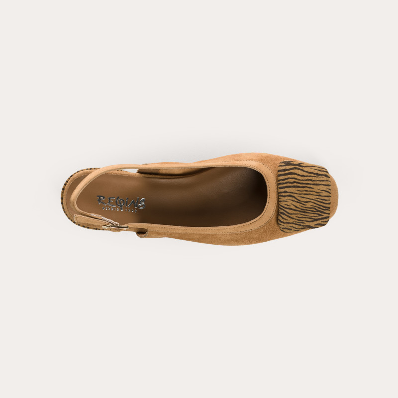 Slingbacks à talons Rime en cuir velours zébré | Reqins