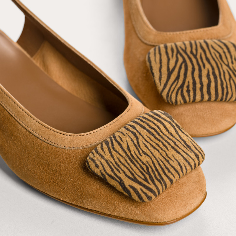 Slingbacks à talons Rime en cuir velours zébré | Reqins