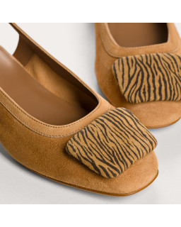 Ballerines slingbacks Rime en cuir velours imprimé zèbre | Reqins