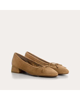 Ballerines Sofia à talons en cuir velours à nœud | Reqins