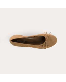 Ballerines Sofia à talons en cuir velours à nœud | Reqins