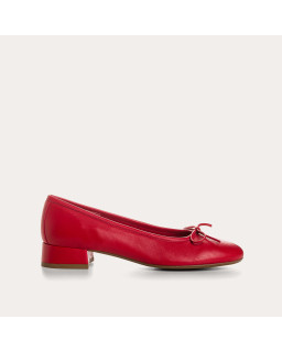Sofia Smooth Leather Heeled Ballerinas with Bow | Reqins