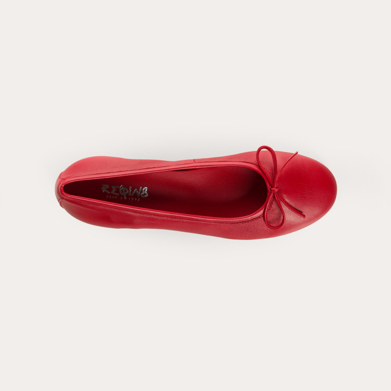 Sofia Smooth Leather Heeled Ballerinas with Bow | Reqins