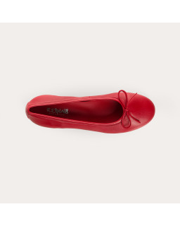 Sofia Smooth Leather Heeled Ballerinas with Bow | Reqins
