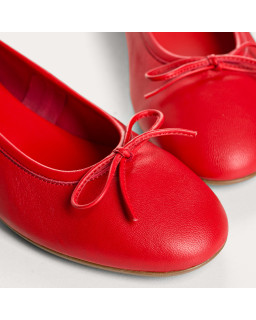 Sofia Smooth Leather Heeled Ballerinas with Bow | Reqins