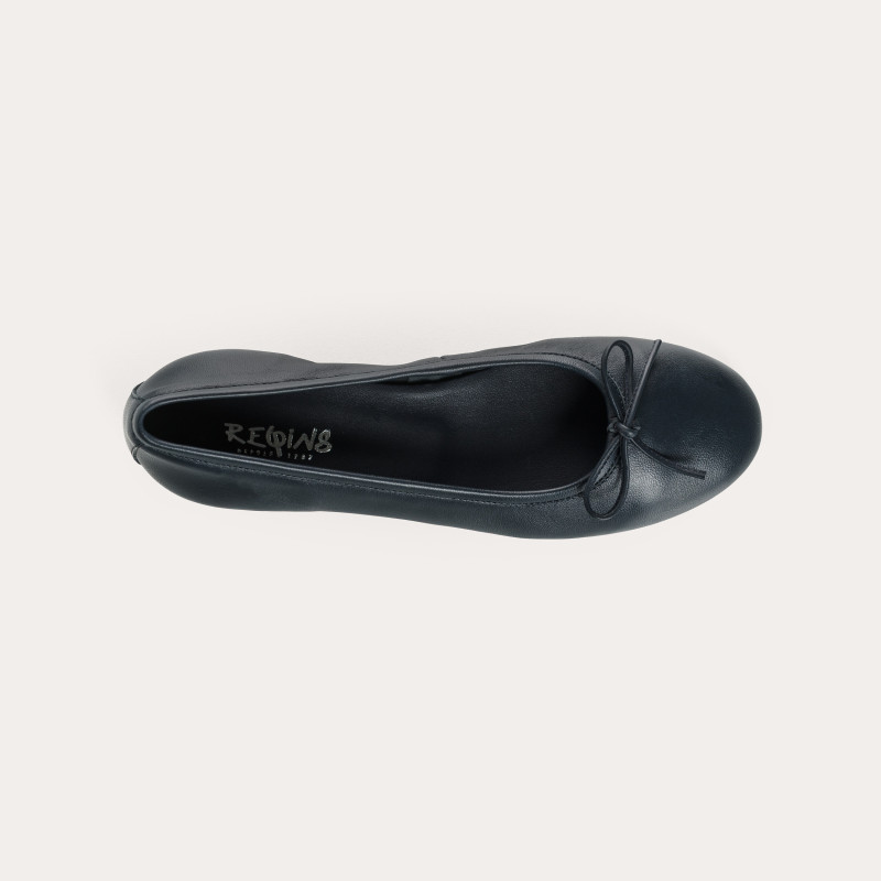 Sofia Smooth Leather Heeled Ballerinas with Bow | Reqins
