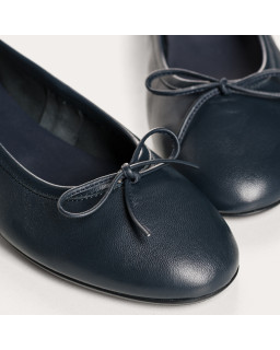 Sofia Smooth Leather Heeled Ballerinas with Bow | Reqins