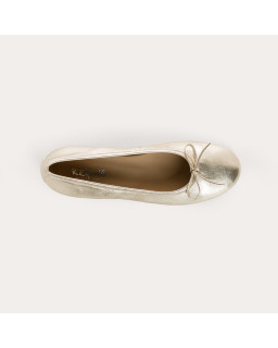 Sofia Metallic Leather Heeled Ballerinas with Bow | Reqins