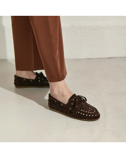 Kalea suede loafers with nails | Reqins