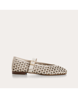 Kamia Mary Janes in braided leather - Natural elegance