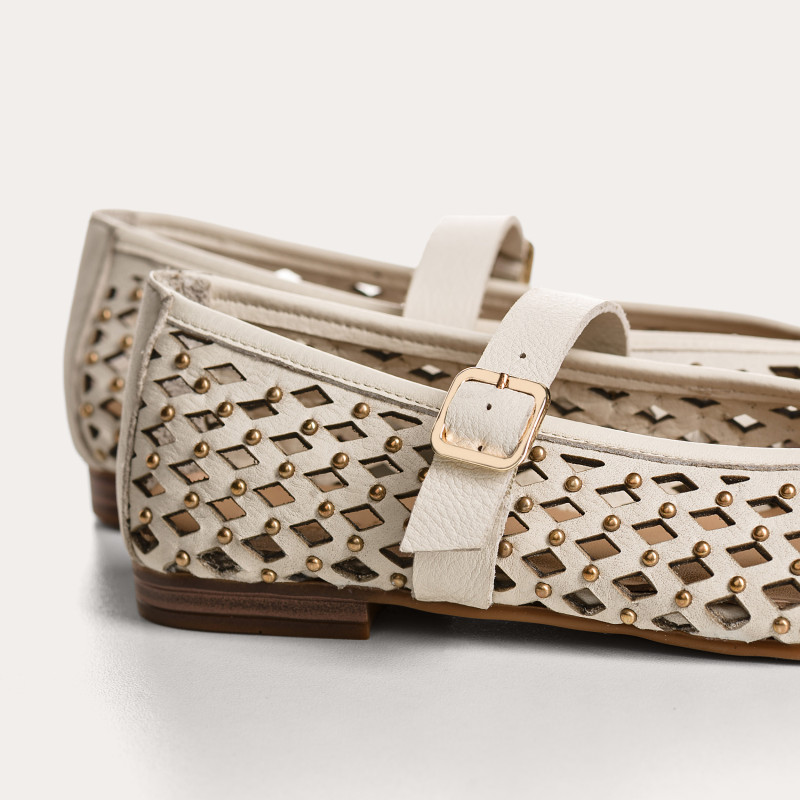 Kamia Mary Janes in braided leather - Natural elegance