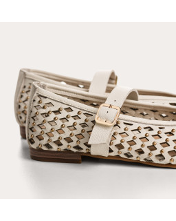 Kamia Mary Janes in braided leather - Natural elegance