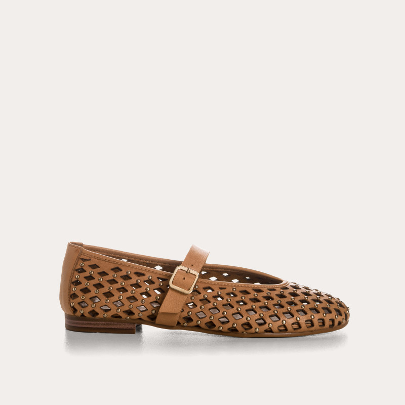 Kamia Mary Janes in braided leather - Natural elegance