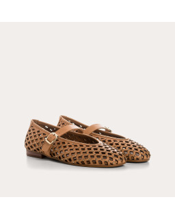 Kamia Mary Janes in braided leather - Natural elegance