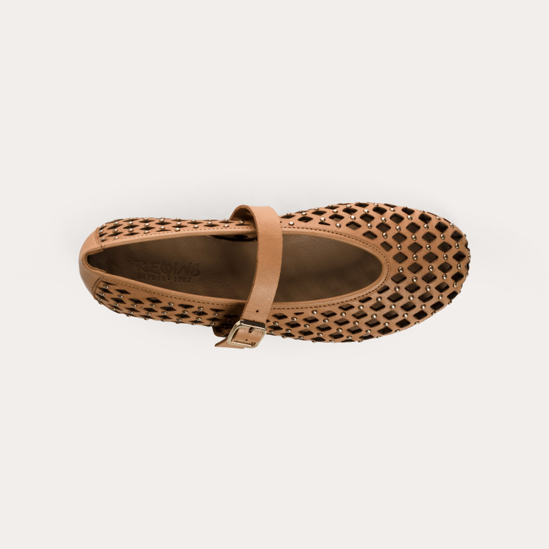 Kamia Mary Janes in braided leather - Natural elegance