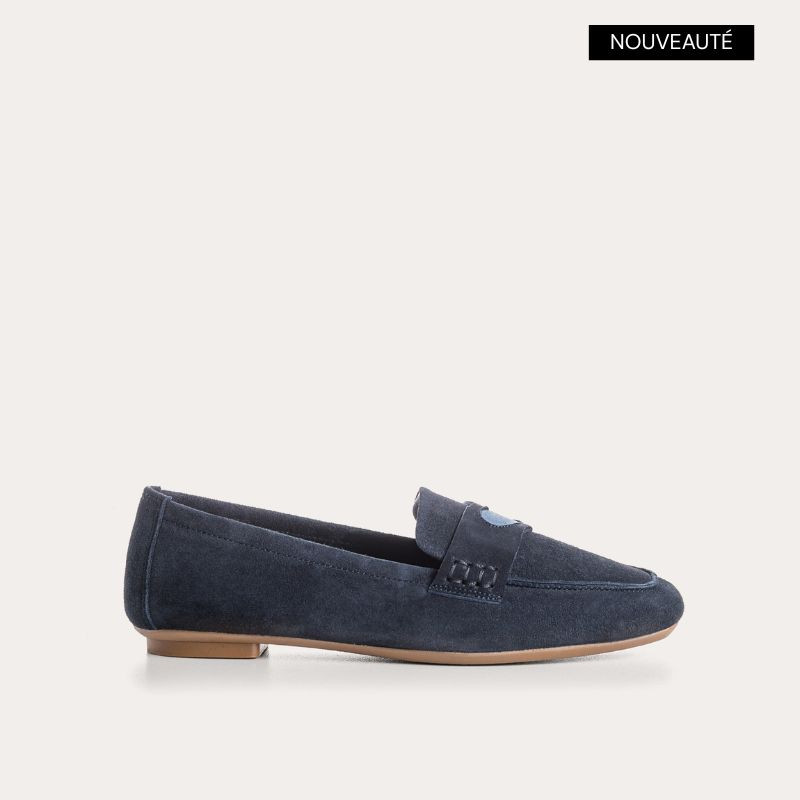 Mocassins Hymnia en cuir velours à cœur brodé | Reqins