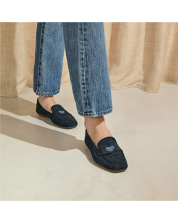 Mocassins Hymnia en cuir velours à cœur brodé | Reqins