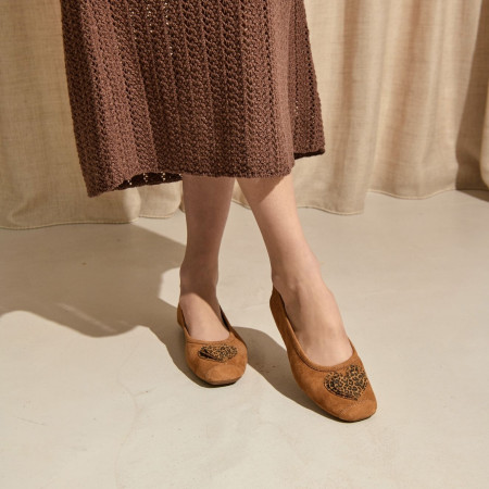 Ballerines Holove léopard en cuir velours | Reqins