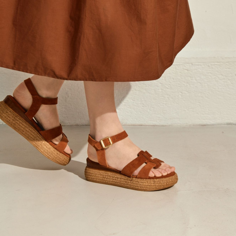 Sandales Yseult en cuir velours | Reqins
