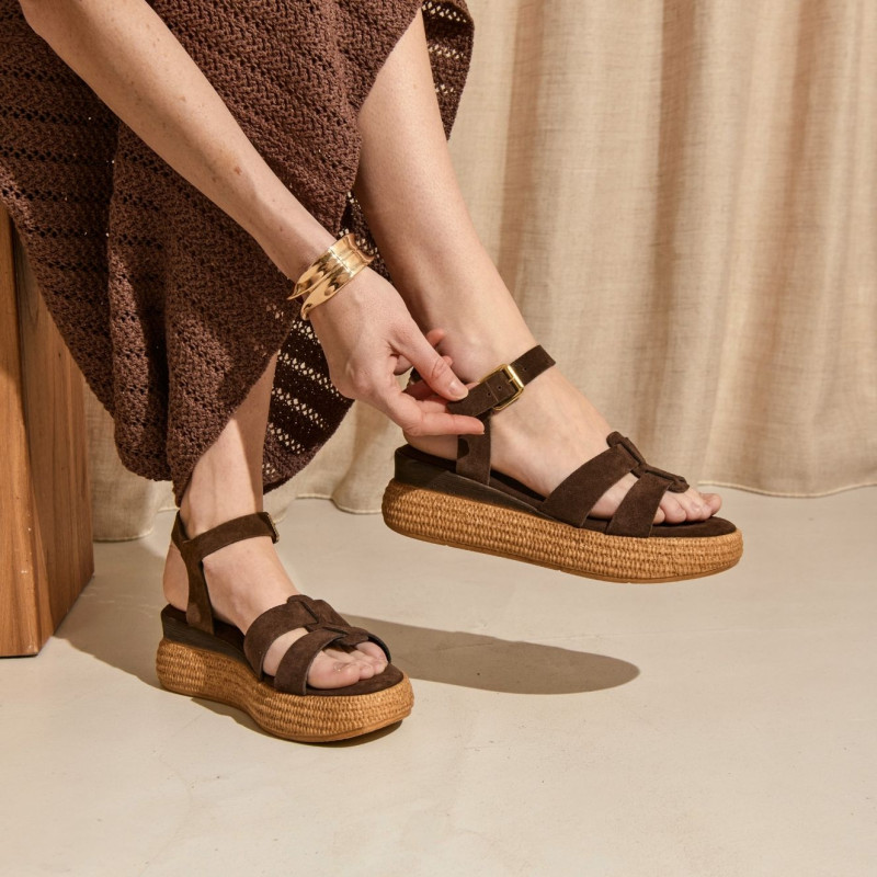 Sandales Yseult en cuir velours | Reqins