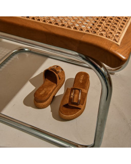 Mules Yaelle en cuir velours - Talon 5 cm Chic | Reqins