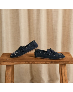 Mocassins Kalea en cuir velours à clous - Style Bohème | Reqins