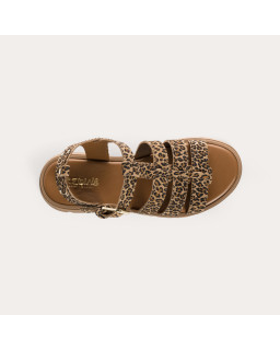 Leopard leather Luxor sandals with creased sole