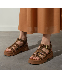 Leopard leather Luxor sandals with creased sole