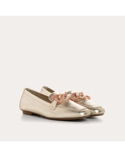 Hanissa leather loafers metallised with node